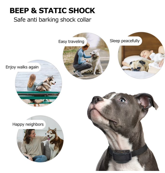 Paipaitek Dog Bark Collar,Automatic Shock & Beep,Waterproof & Rechargeable,For Small to Large Dogs,Black