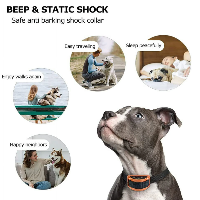 Paipaitek Dog Bark Collar,Automatic Shock & Beep,Waterproof & Rechargeable,For Small to Large Dogs,Black
