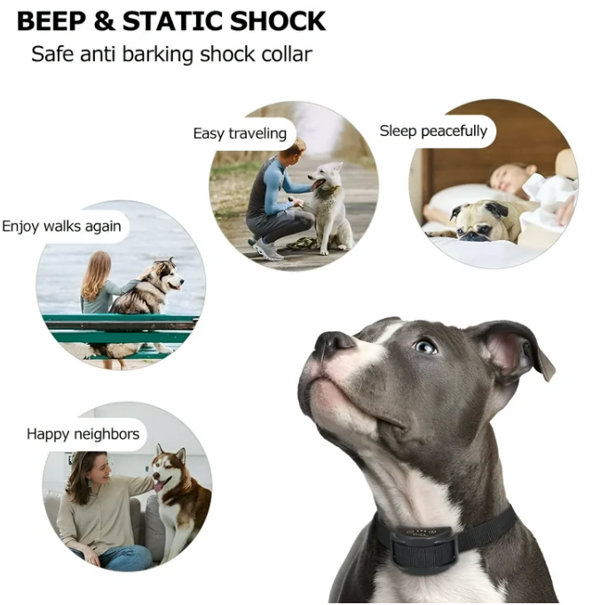 Paipaitek Dog Bark Collar,Automatic Shock & Beep,Waterproof & Rechargeable,For Small to Large Dogs,Black