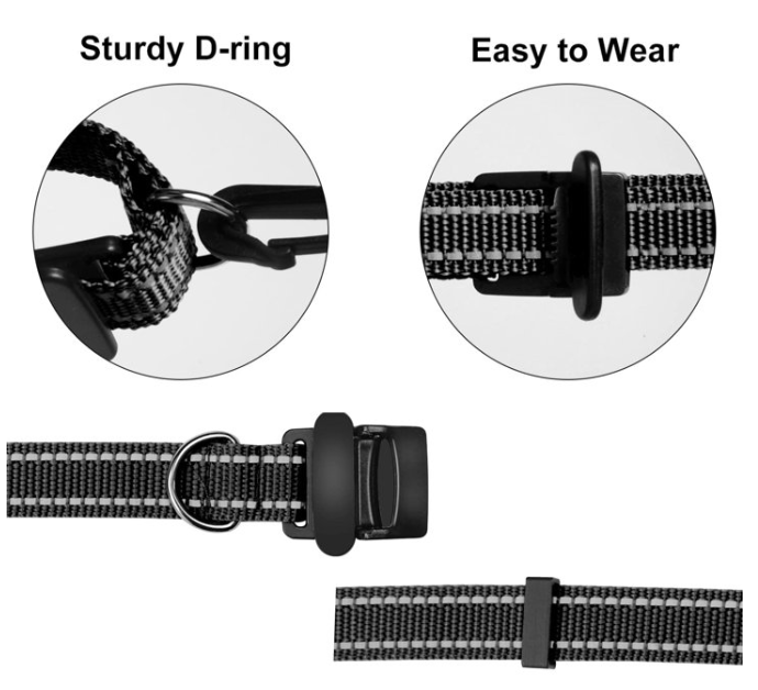 Paipaitek Replacement Shock Collar Strap, 3/4 inch Dog Collar Fit All Brands of Shock Training Collars and Bark Collars - Durable and Adjustable - Reflective Black Dog Collar