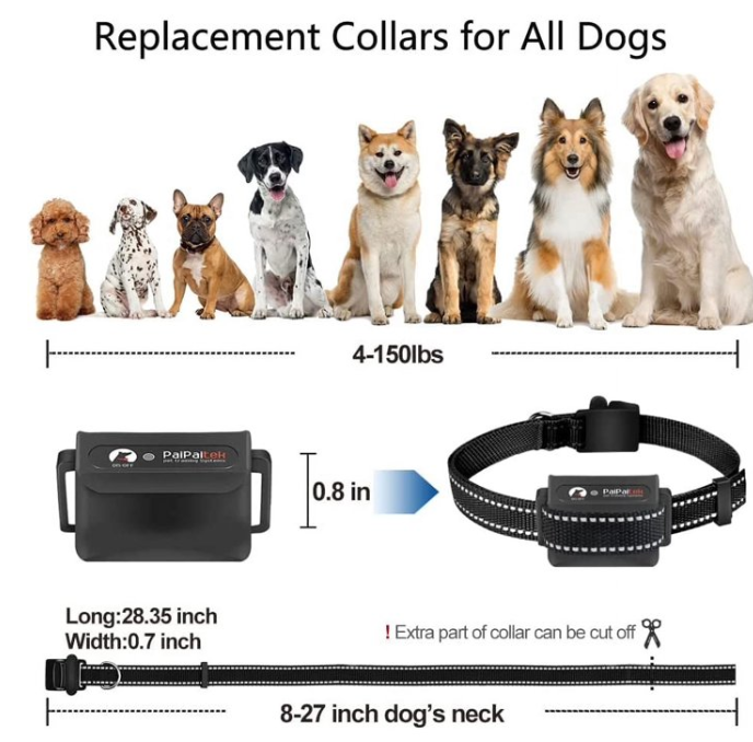 Paipaitek Replacement Shock Collar Strap, 3/4 inch Dog Collar Fit All Brands of Shock Training Collars and Bark Collars - Durable and Adjustable - Reflective Black Dog Collar