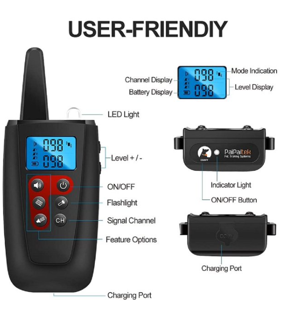 Paipaitek Dog Training Collar for 3 Dogs, No Shock Dog Collar with Remote for Large Small Deaf Puppy Dogs,3300ft Range Vibrating Dog Collar,IPX7 Waterproof
