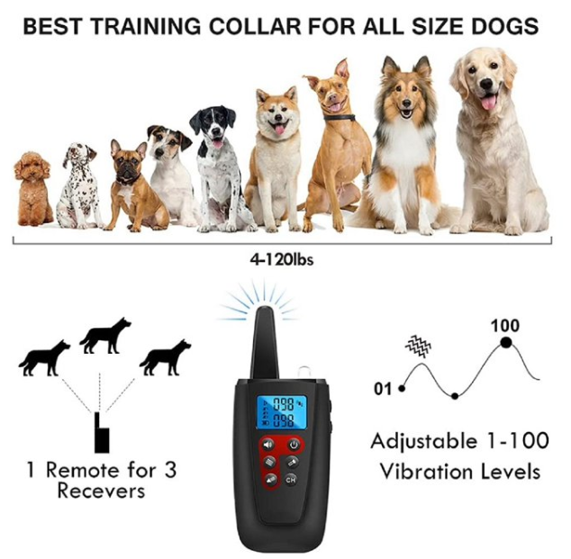 Paipaitek Dog Training Collar for 3 Dogs, No Shock Dog Collar with Remote for Large Small Deaf Puppy Dogs,3300ft Range Vibrating Dog Collar,IPX7 Waterproof