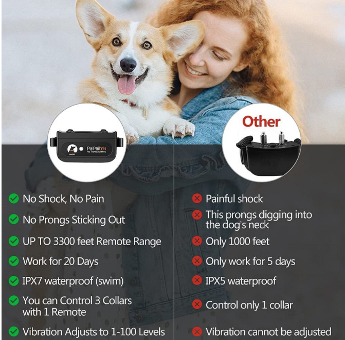 Paipaitek Dog Training Collar for 3 Dogs, No Shock Dog Collar with Remote for Large Small Deaf Puppy Dogs,3300ft Range Vibrating Dog Collar,IPX7 Waterproof