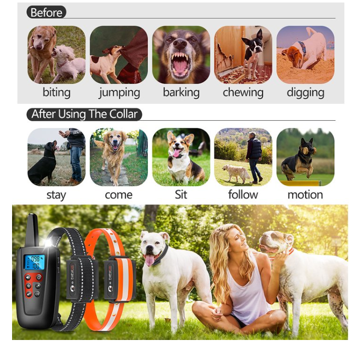 Paipaitek Dog Bark Collar for 2 Dogs,3300ft Range No Shock Dog Training Collar with Remote,Vibrating Dog Collar for Puppy ,IPX7 Waterproof Dog No Shock Collar