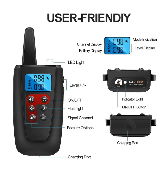 Paipaitek Dog Bark Collar for 2 Dogs,3300ft Range No Shock Dog Training Collar with Remote,Vibrating Dog Collar for Puppy ,IPX7 Waterproof Dog No Shock Collar