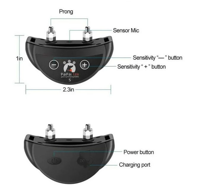 Paipaitek Dog Bark Collar,Automatic Shock & Beep,Waterproof & Rechargeable,For Small to Large Dogs,Black