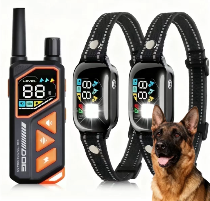 PetJoy 2 in 1 Dog Shock Collar with Remote 2 Dogs,3300Ft Dog Training Collar with 4 Modes,IPX7 Waterproof Bark Collar for Small to Large Dogs with Flashlight,2 Count