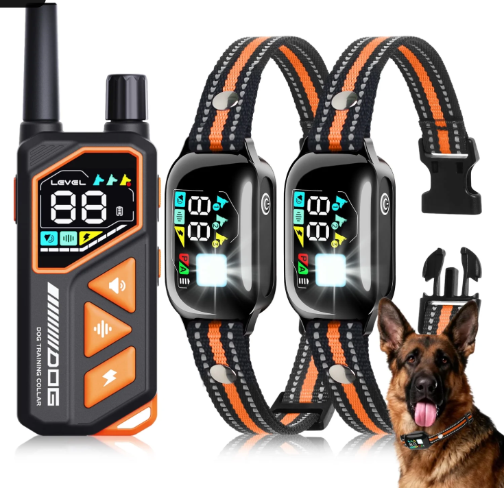 PetJoy 3300Ft Dog Training Collar with 4 Modes,2 in 1 Dog Shock Collar with Remote 2 Dogs,IPX7 Waterproof Bark Collar for Small to Large Dogs with Flashlight,2 Count