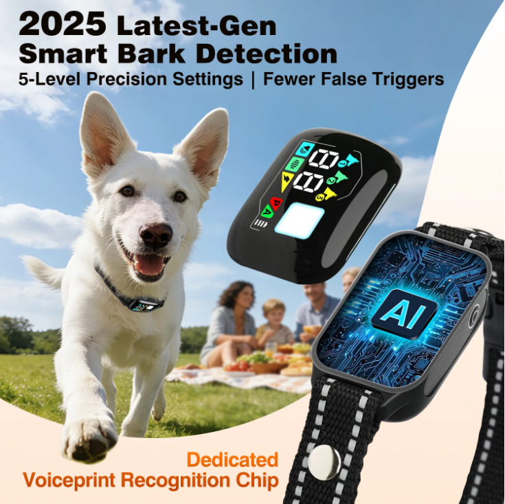 PetJoy 2 in 1 Dog Shock Collar with Remote Control，3300Ft Dog Training Collar with Beep Vibration Static Anti Barking，IPX7 Waterproof Bark Collar for Large Small Dogs with Flashlight,2 Count