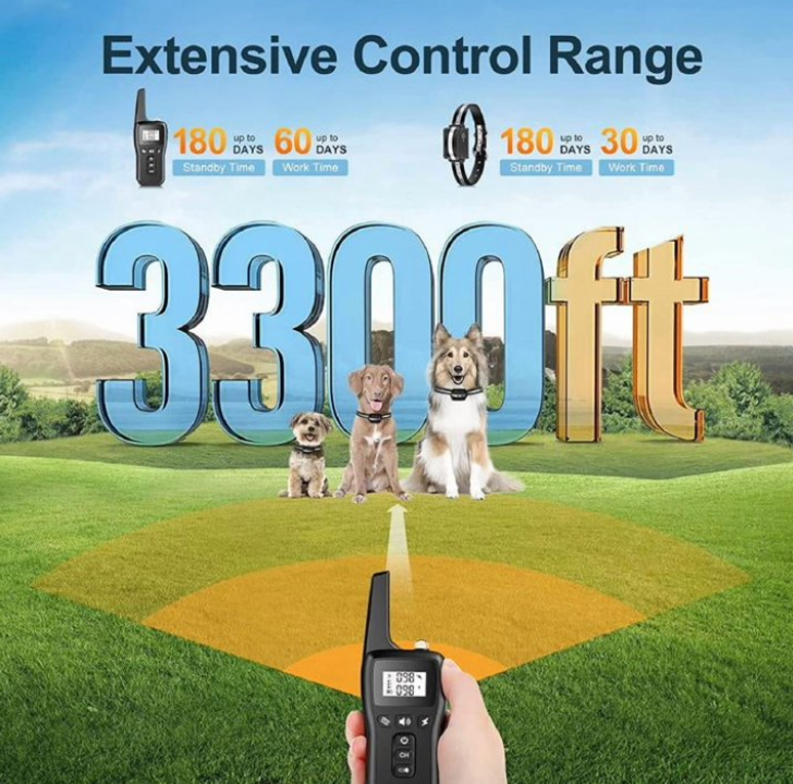Petjoy 2-in-1 Bark Collar,Remote Dog Training Collar,Adjustable Electronic Dog Collar,Shock Collar for Large Medium Small Dog,w/3 Modes,IPX7, 3300FT Remote Range(1 Dog).