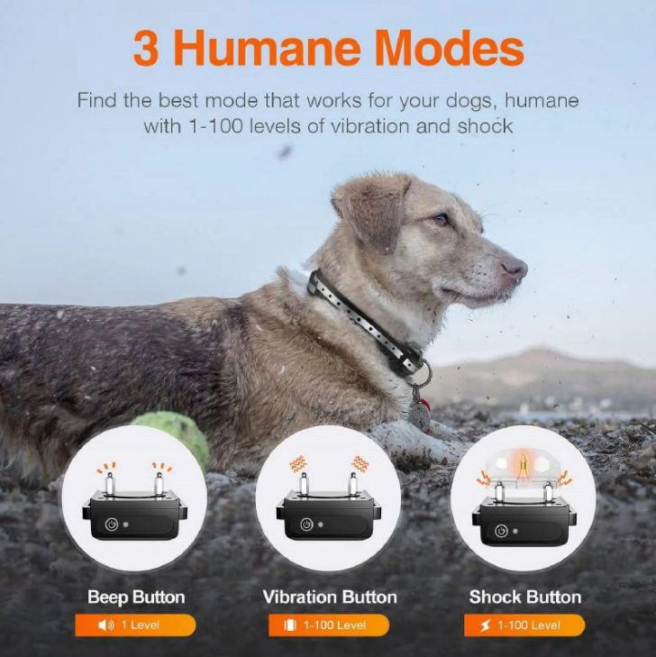 Petjoy 2-in-1 Bark Collar,Remote Dog Training Collar,Adjustable Electronic Dog Collar,Shock Collar for Large Medium Small Dog,w/3 Modes,IPX7, 3300FT Remote Range(1 Dog).