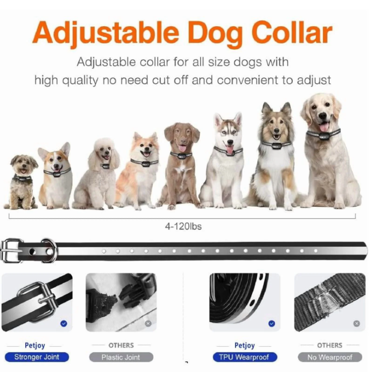 Petjoy 2-in-1 Bark Collar,Remote Dog Training Collar,Adjustable Electronic Dog Collar,Shock Collar for Large Medium Small Dog,w/3 Modes,IPX7, 3300FT Remote Range(1 Dog).