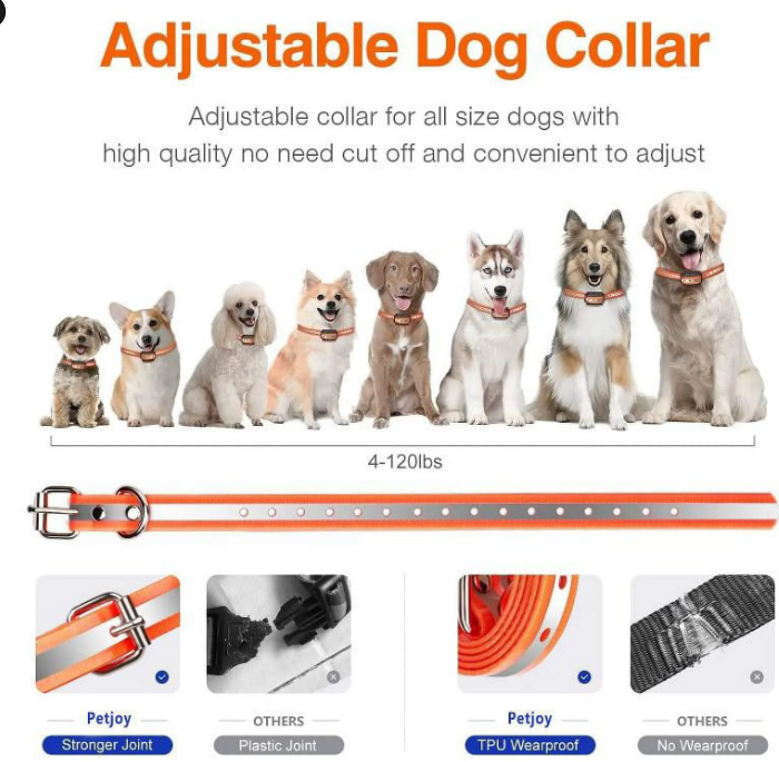 Petjoy 2-in-1 Bark Collar,Remote Dog Training Collar,Adjustable Electronic Dog Collar,Shock Collar for Large Medium Small Dog,w/3 Modes,IPX7, 3300FT Remote Range(1 Dog).