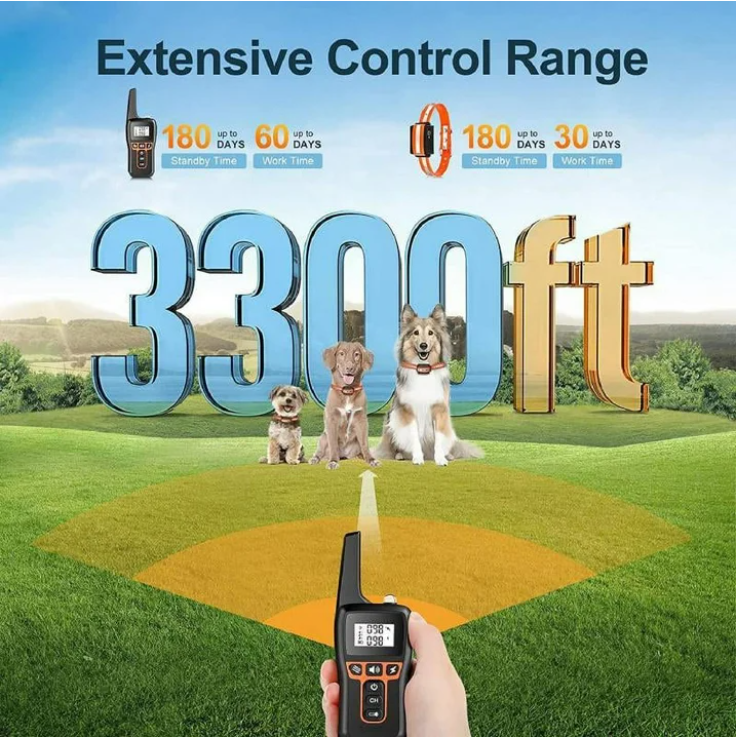 Petjoy 2-in-1 Bark Collar,Remote Dog Training Collar,Adjustable Electronic Dog Collar,Shock Collar for Large Medium Small Dog,w/3 Modes,IPX7, 3300FT Remote Range(1 Dog).