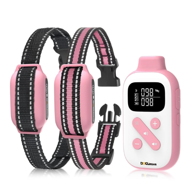 No Shock Dog Training Collar with Remote 2 Dogs,3300f Vibrating Dog Collar with Beep and Vibration,IPX7 Waterproof Dog Bark Collar No Shock for Small Medium Large Dogs - No Prongs