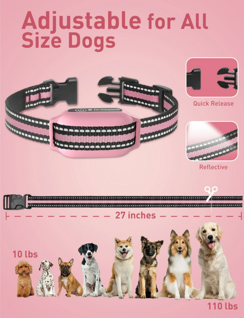 No Shock Dog Training Collar with Remote 2 Dogs,3300f Vibrating Dog Collar with Beep and Vibration,IPX7 Waterproof Dog Bark Collar No Shock for Small Medium Large Dogs - No Prongs