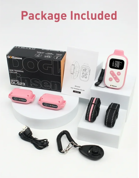 No Shock Dog Training Collar with Remote 2 Dogs,3300f Vibrating Dog Collar with Beep and Vibration,IPX7 Waterproof Dog Bark Collar No Shock for Small Medium Large Dogs - No Prongs