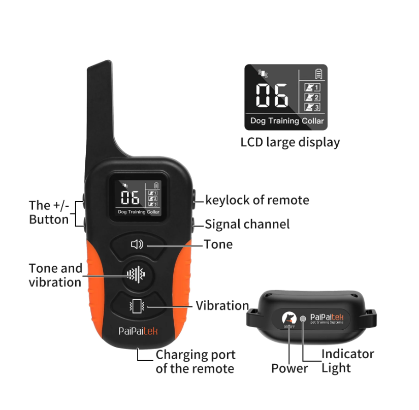 Dog Vibration Collar with Controller for 2 Dogs,No Shock Dog Training Collar with Remote,Strong Vibrating Dog Collar for Dogs 5-120lbs,Beep and Vibrate Only,9 Types,3300ft Range,No Prongs