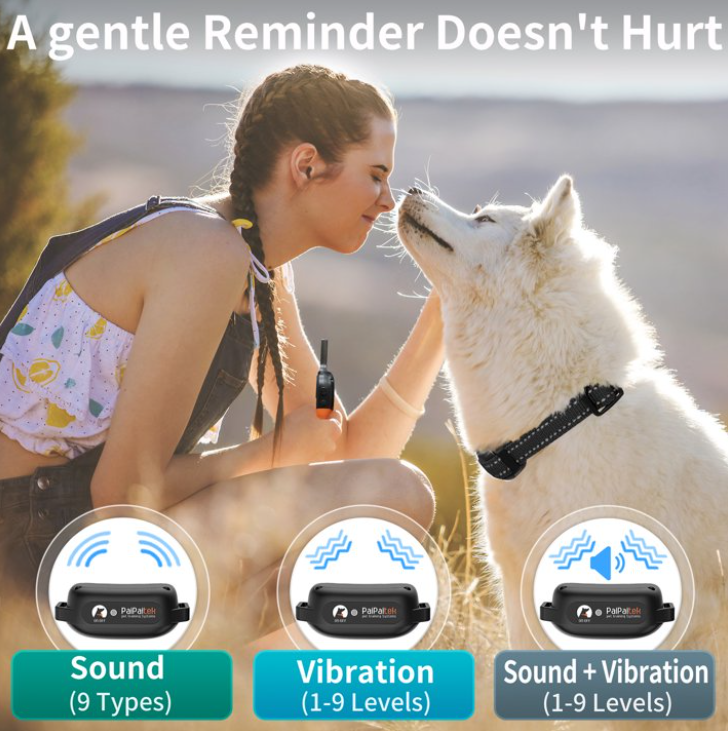 Dog Vibration Collar with Controller for 2 Dogs,No Shock Dog Training Collar with Remote,Strong Vibrating Dog Collar for Dogs 5-120lbs,Beep and Vibrate Only,9 Types,3300ft Range,No Prongs
