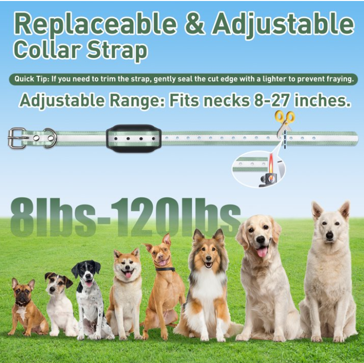 Dog Shock Collar 2 Dogs (7-120lbs) - 3300Ft 4 in 1 Dog Training Collar with Beep,Vibration, Shock & Double Shock,IPX7 Waterproof Rechargeable e-Collar for Medium Large Breeds,Green