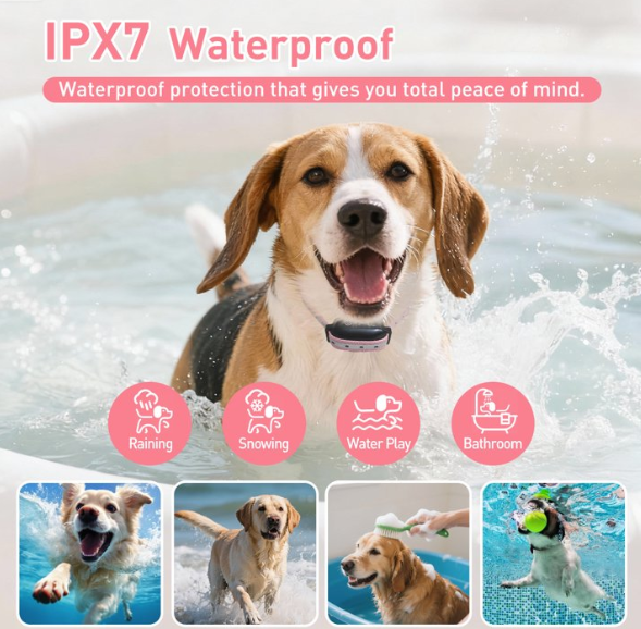 Dog Shock Collar 2 Dogs (7-120lbs) - 3300Ft 4 in 1 Dog Training Collar with Romote-Beep,Vibration, Shock & Double Shock,IPX7 Waterproof e-Collar for Medium Large Breeds,Pink