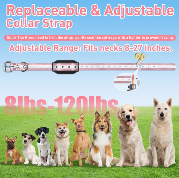 Dog Shock Collar 2 Dogs (7-120lbs) - 3300Ft 4 in 1 Dog Training Collar with Romote-Beep,Vibration, Shock & Double Shock,IPX7 Waterproof e-Collar for Medium Large Breeds,Pink