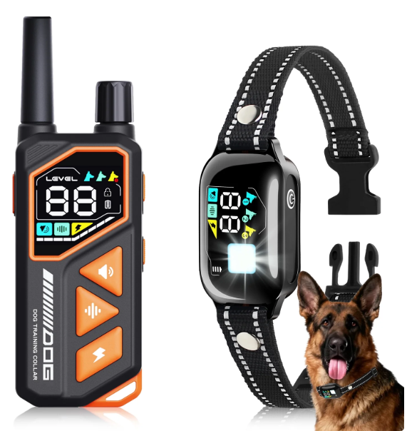 PetJoy Dog Shock Collar with Remote - 3300Ft Dog Training Collar with Beep Vibration & Static Modes, IPX7 Waterproof Dog Bark Collar for Small Large Medium Dogs with Reflective Flashlight & Strap