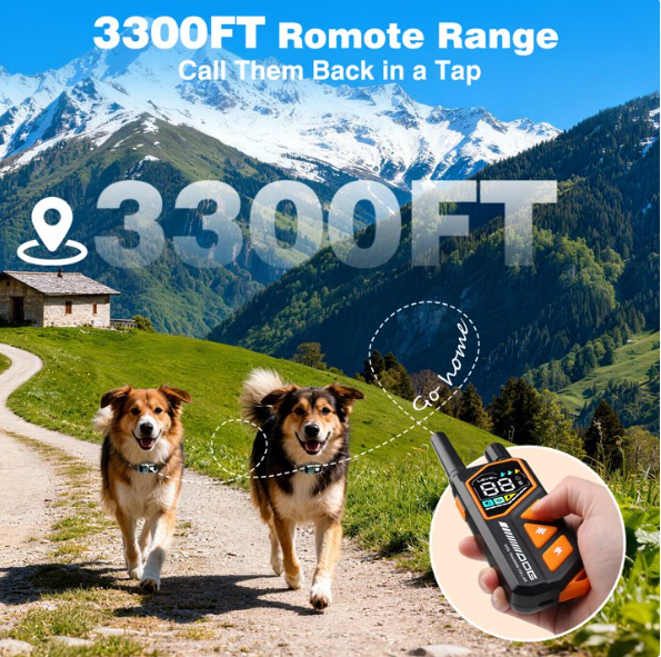 PetJoy Dog Shock Collar with Remote 2 Dogs - 3300Ft Dog Training Collar with Beep Vibration & Static Modes, IPX7 Waterproof Dog Bark Collar for Small Large Medium Dogs with Reflective Flashlight & S（副本）