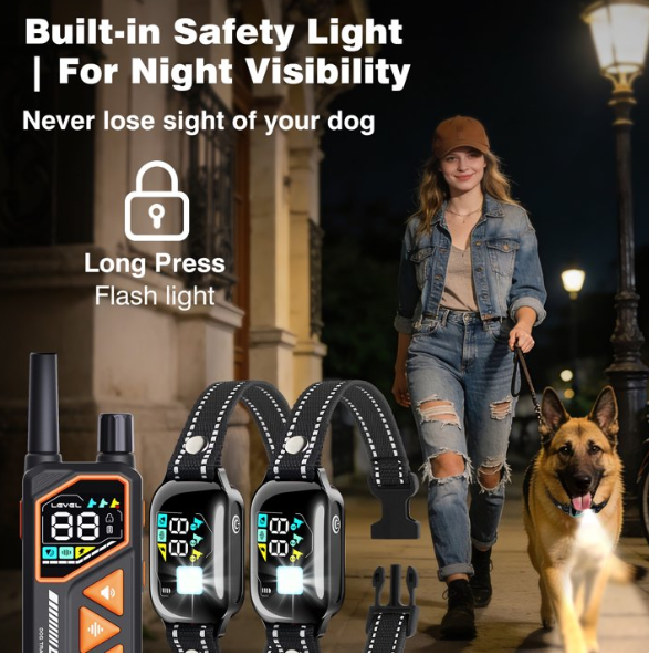 PetJoy Dog Shock Collar with Remote 2 Dogs - 3300Ft Dog Training Collar with Beep Vibration & Static Modes, IPX7 Waterproof Dog Bark Collar for Small Large Medium Dogs with Reflective Flashlight & S（副本）