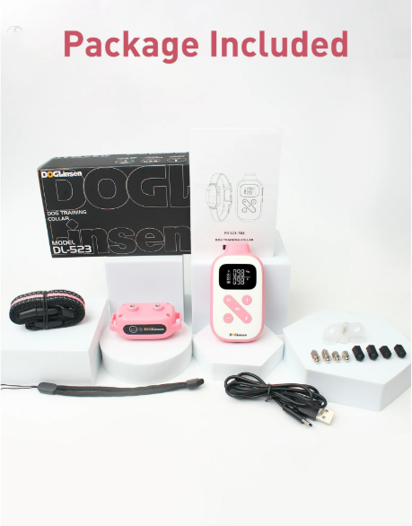 Dog Training Collar with Remote，2-in-1 Bark and Shock Collar for Dogs，Automatic Bark Collar with Remote, Dog Shock Collar with Vibration, Beep, Shock and Automatic,Pink