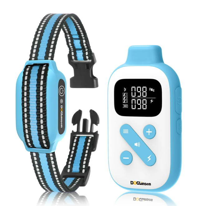 PetJoy Dog Shock Collar with Romote Control,2-in-1 Bark and Shock Collar for Dogs with 4 Modes，2800ft Dog Training Collar with Remote-Vibration, Beep, Shock and Anti-barking,Blue