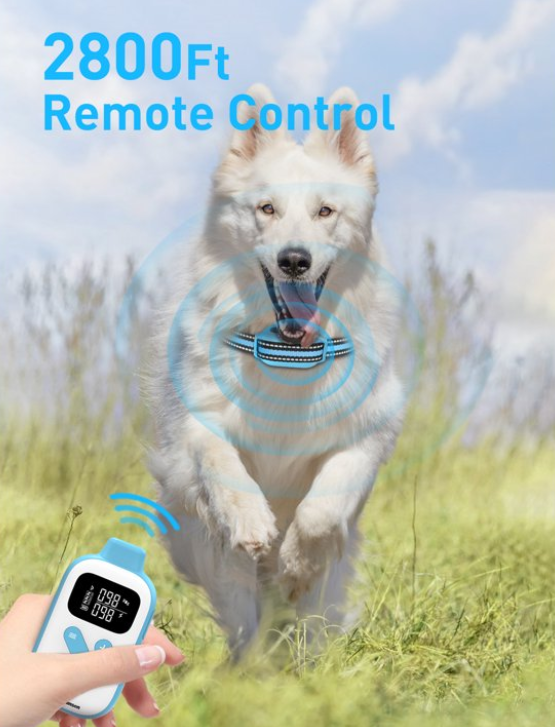 PetJoy Dog Shock Collar with Romote Control,2-in-1 Bark and Shock Collar for Dogs with 4 Modes，2800ft Dog Training Collar with Remote-Vibration, Beep, Shock and Anti-barking,Blue