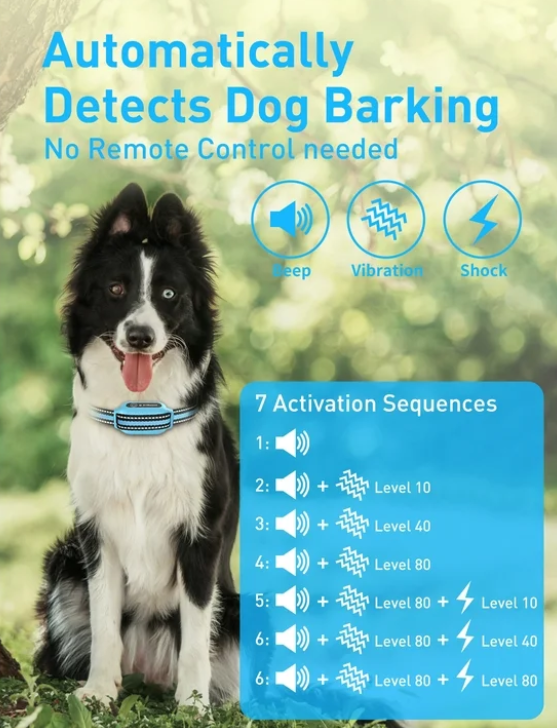PetJoy Dog Shock Collar with Romote Control,2-in-1 Bark and Shock Collar for Dogs with 4 Modes，2800ft Dog Training Collar with Remote-Vibration, Beep, Shock and Anti-barking,Blue