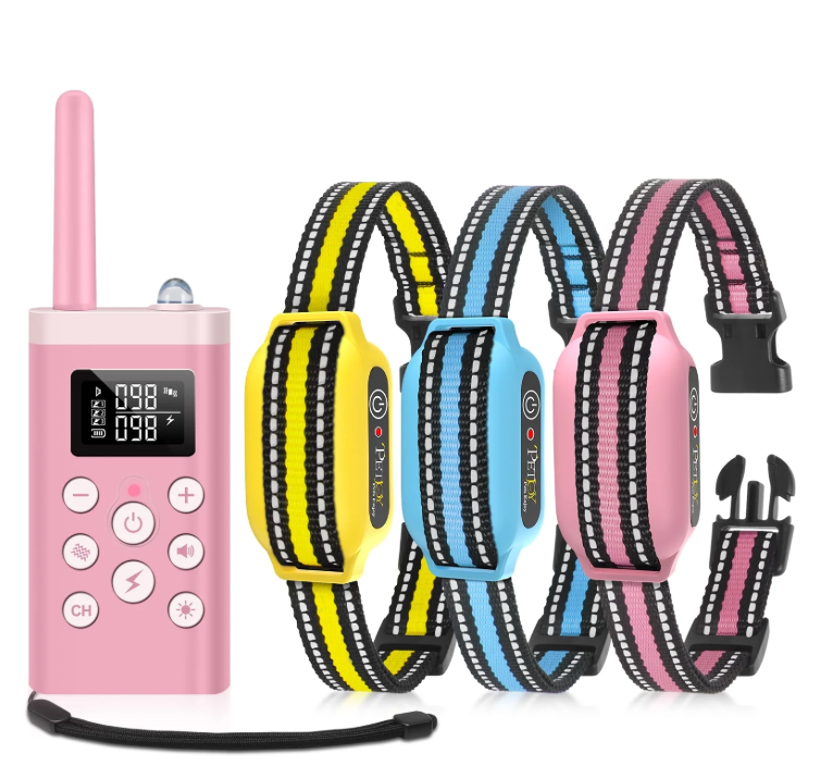 PetJoy 2 in 1 Bark Collar and Dog Shock Collar with Remote 3 Pack,3300FT Dog Training Collar with 4 Modes-Automatic Bark,Beep,Vibration& Shock,IPX7 Waterproof,Christmas Birthday Gifts