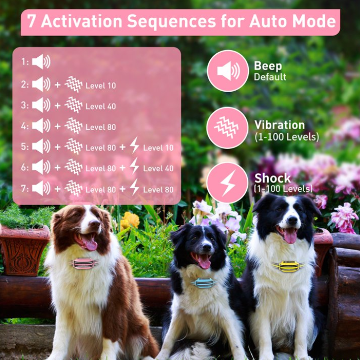 PetJoy 2 in 1 Bark Collar and Dog Shock Collar with Remote 3 Pack,3300FT Dog Training Collar with 4 Modes-Automatic Bark,Beep,Vibration& Shock,IPX7 Waterproof,Christmas Birthday Gifts