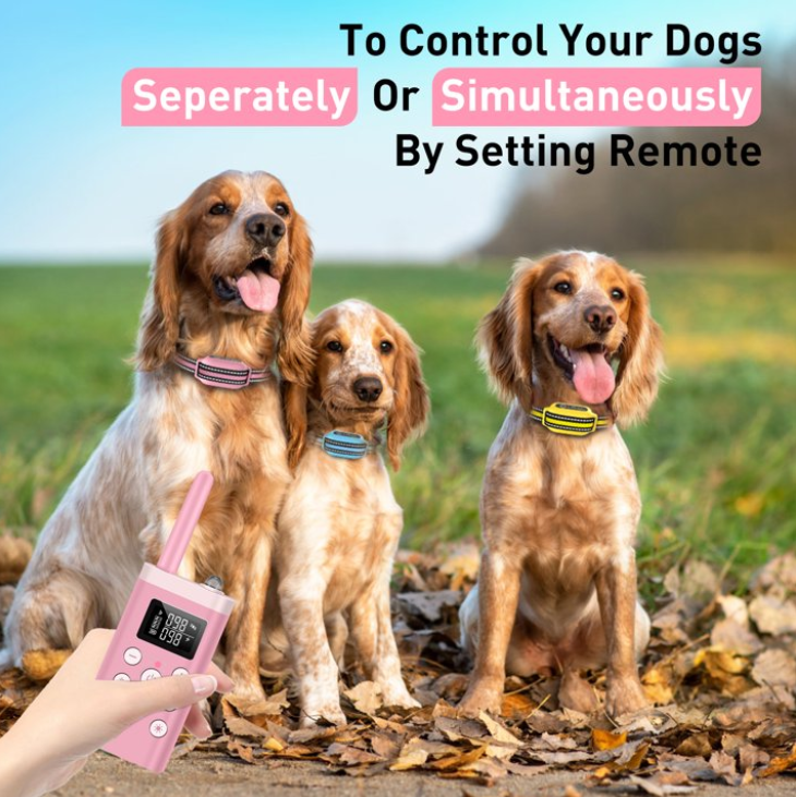 PetJoy 2 in 1 Bark Collar and Dog Shock Collar with Remote 3 Pack,3300FT Dog Training Collar with 4 Modes-Automatic Bark,Beep,Vibration& Shock,IPX7 Waterproof,Christmas Birthday Gifts