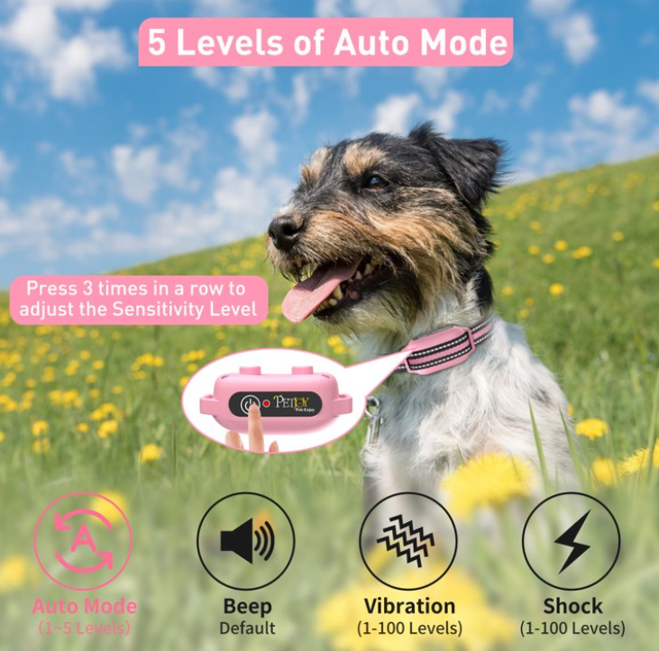 PetJoy 2 in 1 Bark Collar and Dog Shock Collar with Remote 3 Pack,3300FT Dog Training Collar with 4 Modes-Automatic Bark,Beep,Vibration& Shock,IPX7 Waterproof,Christmas Birthday Gifts