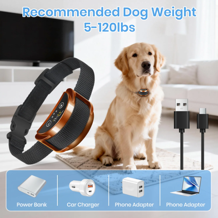 PetJoy Dog Bark Collar for Small Dogs 5-15 lbs,Shock Anti Bark Collar with Beep & Shock,5 Levels,for Dogs 5-120lbs,Waterproof,Brown