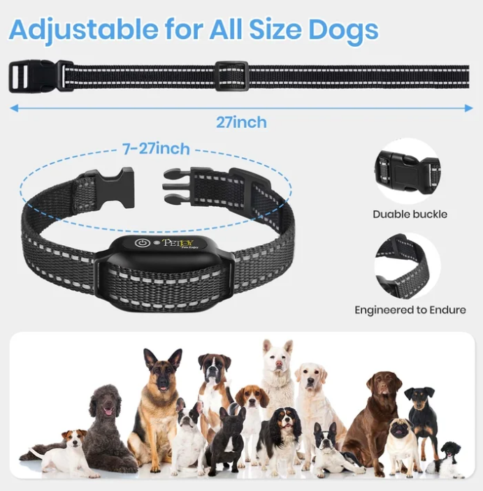 Petjoy Dog Training Collar For 3 Dogs,Dog Shock Collar with Remote,3600Ft Range Training and Auto Anti Bark Collar,3 Modes-Beep,Vibration& Shock,IPX7 Waterproof