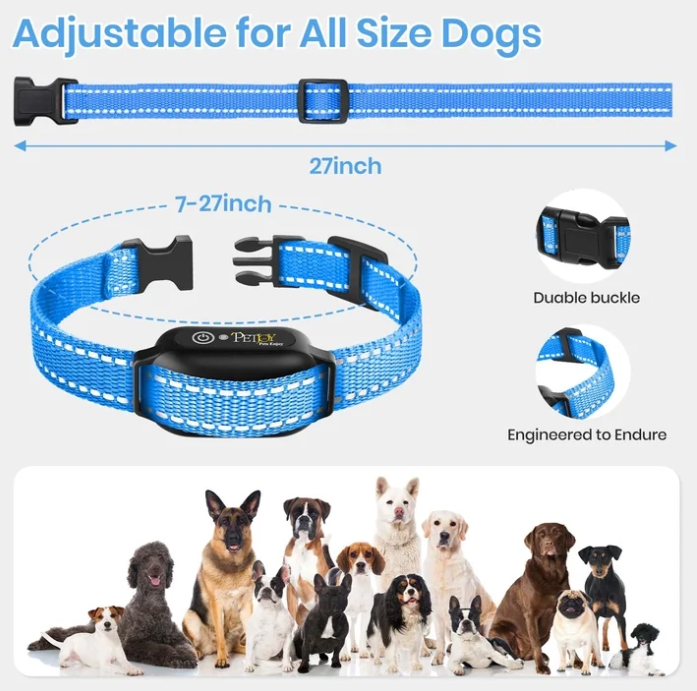 Petjoy Dog Training Collar For 3 Dogs,Dog Shock Collar with Remote,3600Ft Range Training and Auto Anti Bark Collar,3 Modes-Beep,Vibration& Shock,IPX7 Waterproof