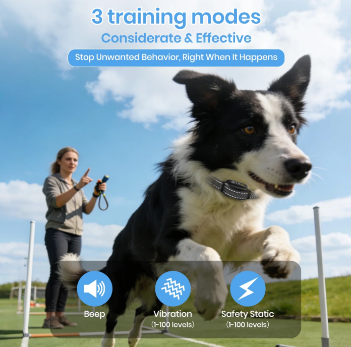 PetJoy Shock Collar for Large Dogs, Bark Collar with Remote, Bark and Training Collar 2 in 1, Auto Bark Collar - Shock, Vibration, Beep and Auto Mode (Level 1-5), Remote Range 2800 Ft,Black