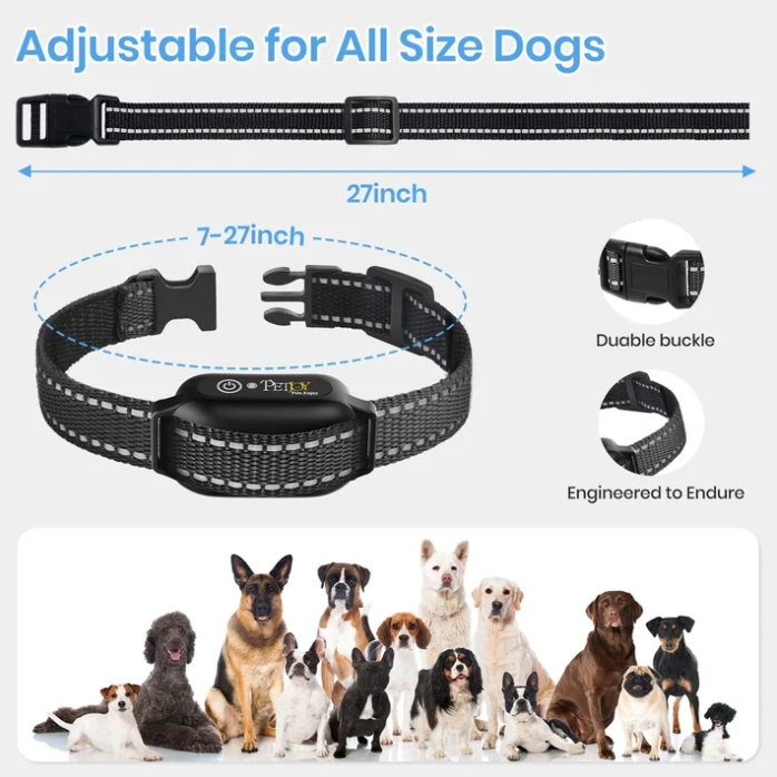 PetJoy Shock Collar for Large Dogs, Bark Collar with Remote, Bark and Training Collar 2 in 1, Auto Bark Collar - Shock, Vibration, Beep and Auto Mode (Level 1-5), Remote Range 2800 Ft,Black