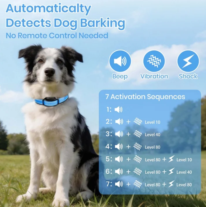 PetJoy Shock Collar for Large Dogs, Bark Collar with Remote, Bark and Training Collar 2 in 1, Auto Bark Collar - Shock, Vibration, Beep and Auto Mode (Level 1-5), Remote Range 2800 Ft,Black