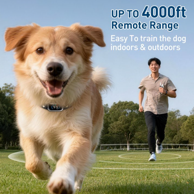 4 Modes Dog Shock Collar with Remote,4000ft Dog Training Collars with Beep,Vibration,Static and Shock Lock-No Shock Mode,IPX7 Waterproof Dog Bark Collar for Small Large Dogs