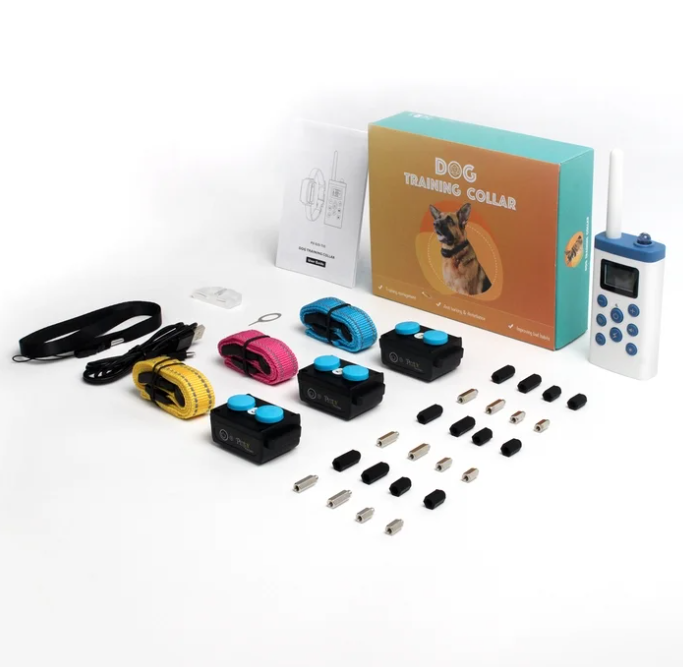 PetJoy 3 Dog Shock Collar for Large Dogs，Dog Training Collar for 3 Dogs，Automatic Bark Collar with Remote，Training Collar with Beep, Vibration ,Shock and Flashlight,Level 1-100, 3600 ft Range