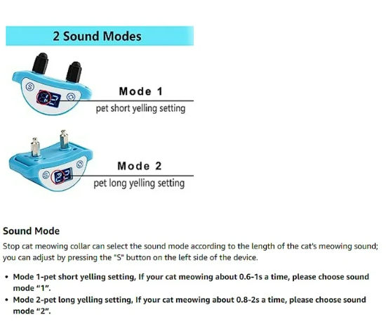 Paipaitek Cat Shock Collar,Automatic Trainer Collar for Cats Prevent Meowing Designed,Sound Vibrate and Shock 3 Working Modes for Cats and Kittens - Waterproof & Rechargeable