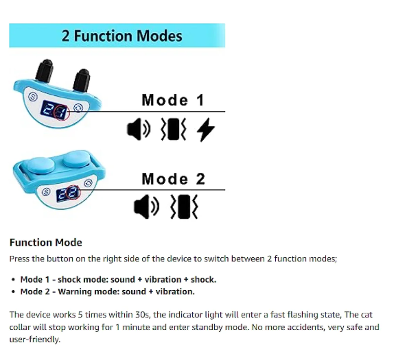 Paipaitek Cat Shock Collar,Automatic Trainer Collar for Cats Prevent Meowing Designed,Sound Vibrate and Shock 3 Working Modes for Cats and Kittens - Waterproof & Rechargeable