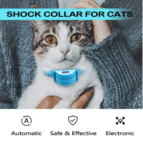 Paipaitek Cat Shock Collar,Automatic Trainer Collar for Cats Prevent Meowing Designed,Sound Vibrate and Shock 3 Working Modes for Cats and Kittens - Waterproof & Rechargeable