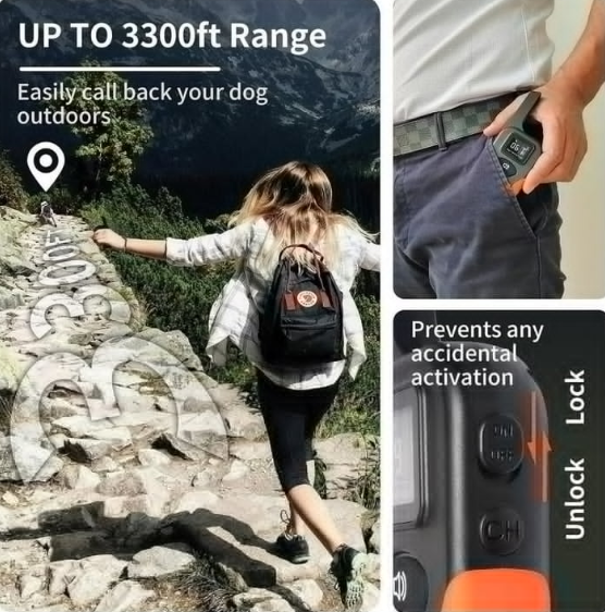 PaiPaitek No Shock Dog Training Collar with Remote 3300ft Range, Vibrating Dog Collar Beep&Vibrate Only,Waterproof&Rechargeable,Buzz Collar for Dogs 5-120 lbs